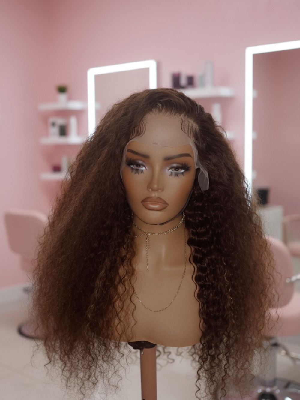 Brown 30 inch deep wave wig